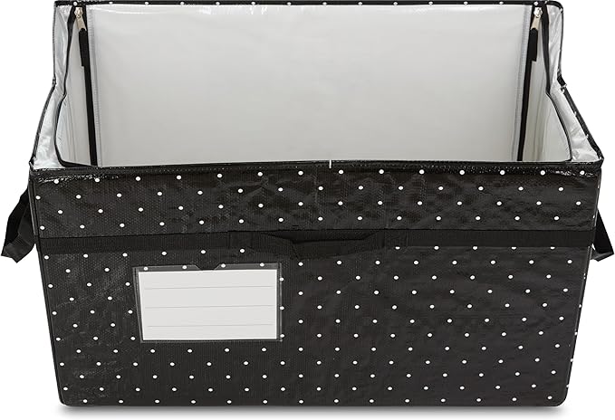 2 Pack - Pop N Pak Collapsible Storage Box Black 70 Quart Capacity 26x14x16 Inches Folding Design (Polka Dots)