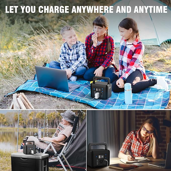 200W Portable Power Station Powkey 120Wh/33000mAh Power Bank with AC Outlet 110V 6 Outputs Solar Generator External Battery Pack with LED Light for Home Use and Outdoor Camping