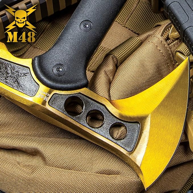 M48 Steel Mistress Tactical Tomahawk with Sheath - Cast 2Cr13 Stainless Steel Head Blade and Penetrating Spike Fiberglass and Nylon Reinforced Handle Perfect for Breaching - Length 15 1/2