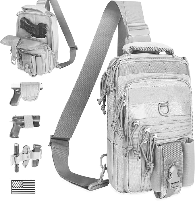 DegeTMVe Dual Pistol Holster Chest Bag Concealed Carry Sling Crossbody Tactical Gun Convertible Backpack Shooting Hunting