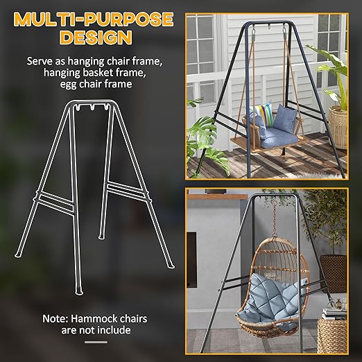 A-Shaped Hammock Chair Stand Heavy Duty Swing Stand for Indoor and Outdoor Use 330 lbs Capacity Black