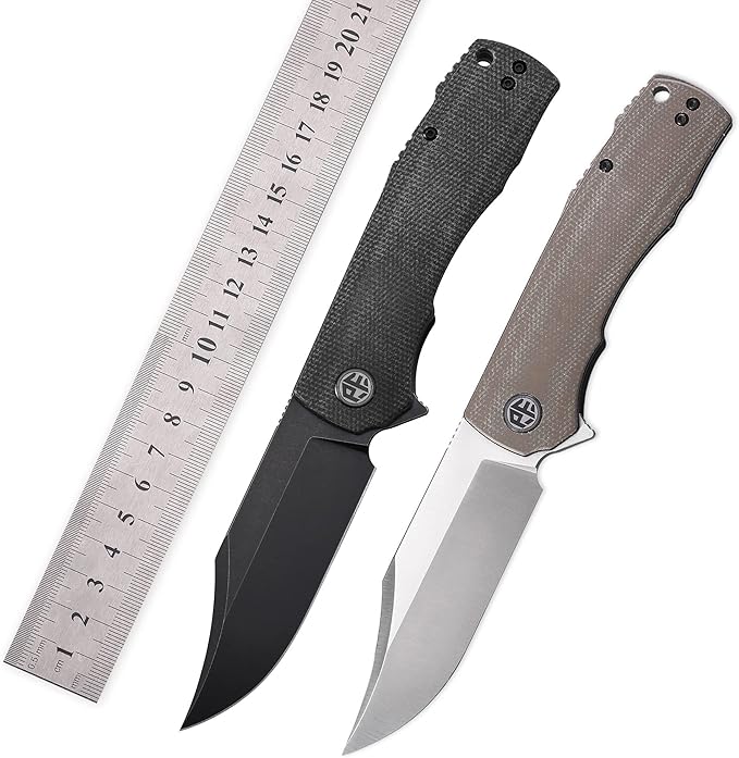 Petrified fish PFP03 Victor3.58 K110 Satin Blade140g Micarta Handel Flipper Liner lock Folding knife (Black Stonewashed)
