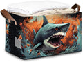 Ocean Shark Storage Bins with Handles Collapsible Storage for Clothes Gift Basket Blankets &amp Closet Organization