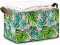 Storage Bin with Handles Palm leaves Collapsible Laundry Baskets for Books Laundry - Use in Nursery Closet Organizers and Storage Blanket Basket