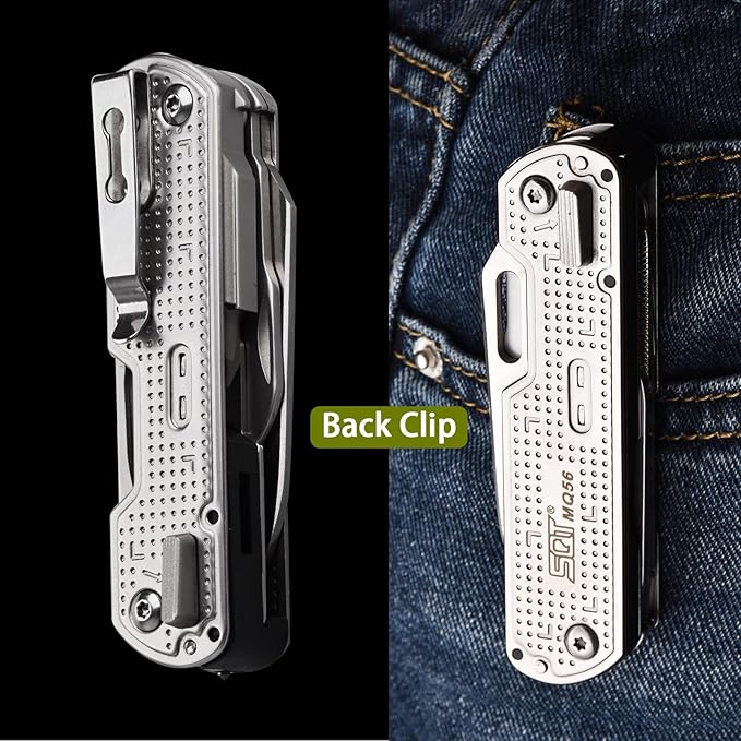 SQT2056 13-in-1 Multitool Knife with Glass Breaker Survival Knife for Outdoor Camping Hiking Emergency - Portable Scissors Screwdrivers Can Opener for EDC Work &amp Adventure