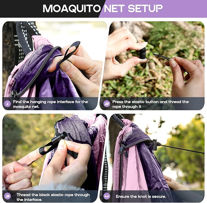 Camping Hammock Mosquito NetDouble &amp Single Portable Hammocks for Kids Hammocks with 2 Tree StrapsHammock Tent for Travel CampingCamping Accessories for Indoor Outdoor Hiking Backpacking