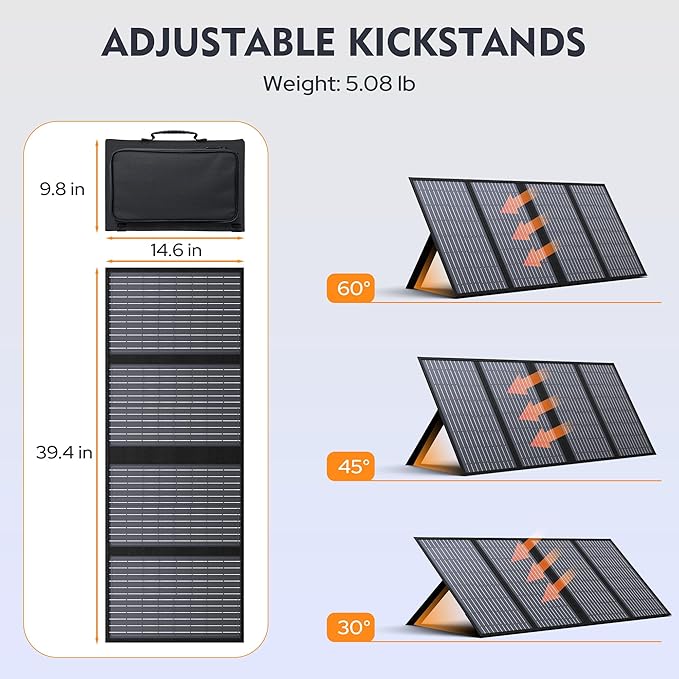 ENGINSTAR 60W Foldable Solar Panel Charger with 18V DC Outlet for Portable Power Stations EnginStar/Jackery/Rockpals/Flashfish Portable Solar Generator with QC 3.0 for Outdoor Camping Van RV Trip