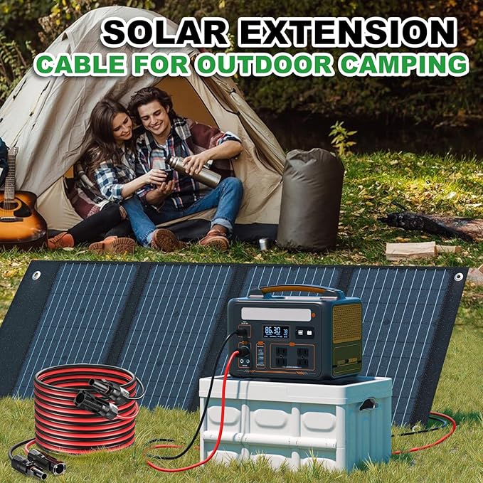 Oududianzi Solar Extension Cable 50Ft Solar Wire 10AWG 10 Gauge Tinned Copper PV Wire Solar Panel Wires and Connectors for Home Roofs RV Boat Camping Solar Panels