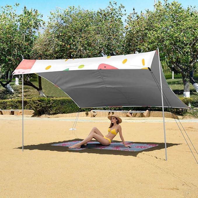 ALAZA Watermelon Popsicle Pattern Beach Tent Sun Shelter Portable Canopy Sunshade for Outdoor Camping Picnics Backyard Fun 10x9 ft