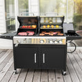 MFSTUDIO 3 In 1 Gas and Charcoal Grill Combo with Side Burner Porcelain-Enameled Cast Iron Grate Extra Large Dual-Function BBQ Propane Grills for Outdoor Barbecue Cooking 690 SQIN Cooking Area