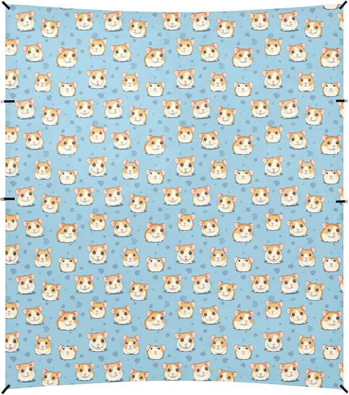 ALAZA Cute Cartoon Hamster Beach Tent Sun Shelter UPF50+ Protection Beach Shade Canopy w/ 4 Sandbags for Outdoor Camping Fishing Backyard Fun Picnic 10x9 ft