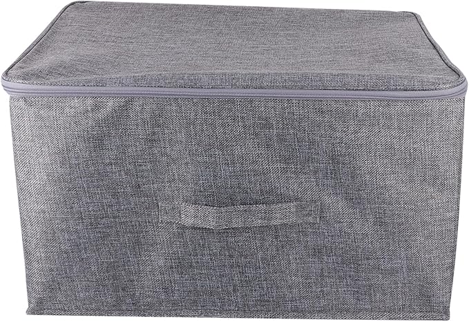 Zerodeko Large Foldable Storage Bin Cloth Storage Organizer with Zip Lid for Home Office and Travel for Organizing Blankets Pillows and Clothing