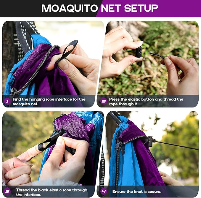Camping Hammock Mosquito NetDouble &amp Single Portable Hammocks for Kids Hammocks with 2 Tree StrapsHammock Tent for Travel CampingCamping Accessories for Indoor Outdoor Hiking Backpacking