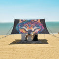 ALAZA Colorful Wolf Face Beach Tent Sun Shelter UPF50+ Protection Beach Shade Canopy w/ 4 Sandbags for Outdoor Camping Fishing Backyard Fun Picnic 10x9 ft