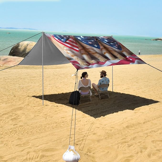 ALAZA Three Little Cat Chess Pieces Beach Tent Sun Shelter Portable Canopy Sunshade for Outdoor Camping Picnics Backyard Fun 10x9 ft