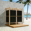 EROMMY Outdoor Shower Enclosure with Lockable Door Weatherproof Outdoor Shower Stall with Metal Panels Hooks &amp Shelves - Perfect for Pool Wash Station Backyard &amp Beach Rinse Area Large Vers