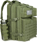 45L Military Tactical Backpack For Men Highland Assault Large Army Pack 3 Day Molle Bug Out Bag With Water Cup Bag Outdoor Camping Hiking Daypack Green Rucksack