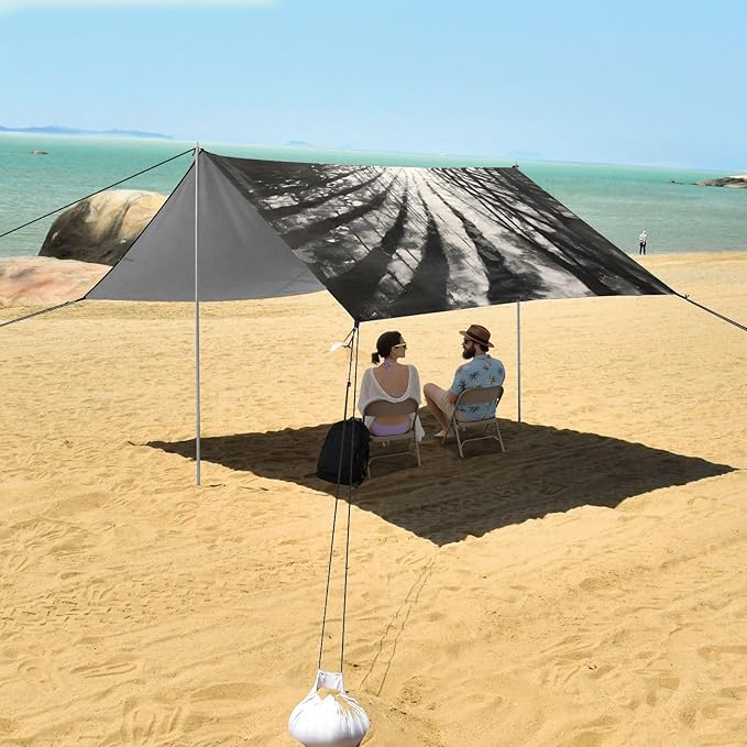 Black Forest Beach Tent Sun Shelter Set UPF50+ UV Protection 10.5 x 9.19 FT Camping Shade Canopy with Sandbags Sand Anchors Carrying Bag and Others