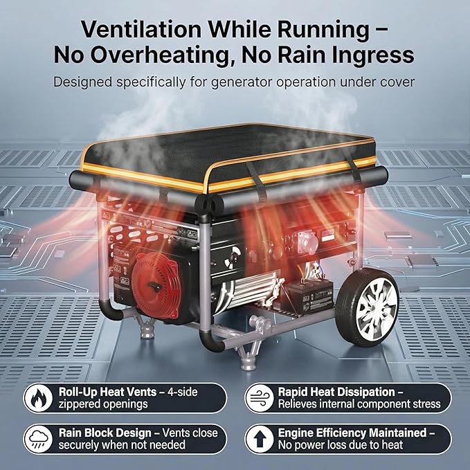 Generator Covers While Running Waterproof 32L x 24W x 24H Heavy Duty Generator Covers for Outside Compatible with 5000W-10000W Generator Overall Protection for Generator Black
