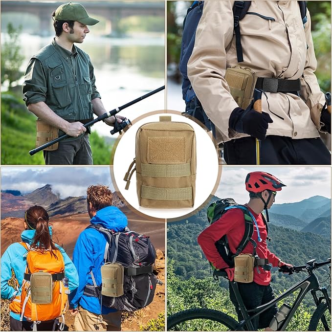 Cunno 8 Pcs Molle Pouches Tactical Molle Pouch Vest Pouch Cell Phone Belt Pouch Waterproof Waist Bag Pack Utility EDC Pouch Bag Compact Accessories Gadget Pocket Organizer