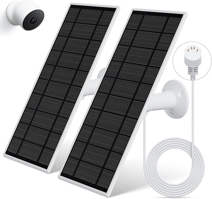 Solar Panel for Google Nest Camera 2Pack Upgraded Solar Power Charger for Google Nest Cam Indoor &amp Outdoor(Battery Version) Flexible Solar Panels with IP65 Waterproof 13.1Ft Charging Cable