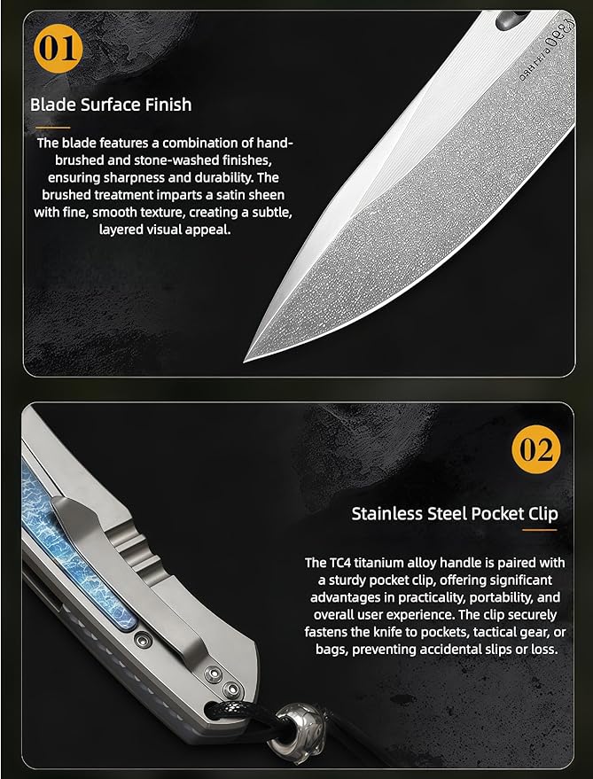 Pocket Knife Hunting Knives &amp Tools Knifes Titanium Alloy Handle Vegetable Tanned Leather Sheath Folding Knife Outdoor Knife for Self Defense