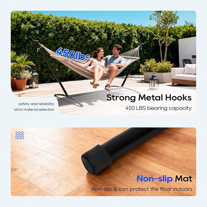 FDW Portable 9FT Hammock Stand Heavy Duty Hammock Stand Portable Steel Stand Only for Outdoor Patio or Indoor with Carrying Case (No Hammock)