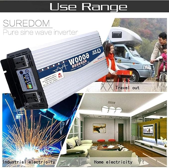 6000W 8000W 10000W 12000W Pure Sine Wave Inverter 12V/24V/48V/60V/72V DC to 110V/220V AC Power Inverter Voltage Converter Transformer for HomeRVTruckOff-Grid Solar~/