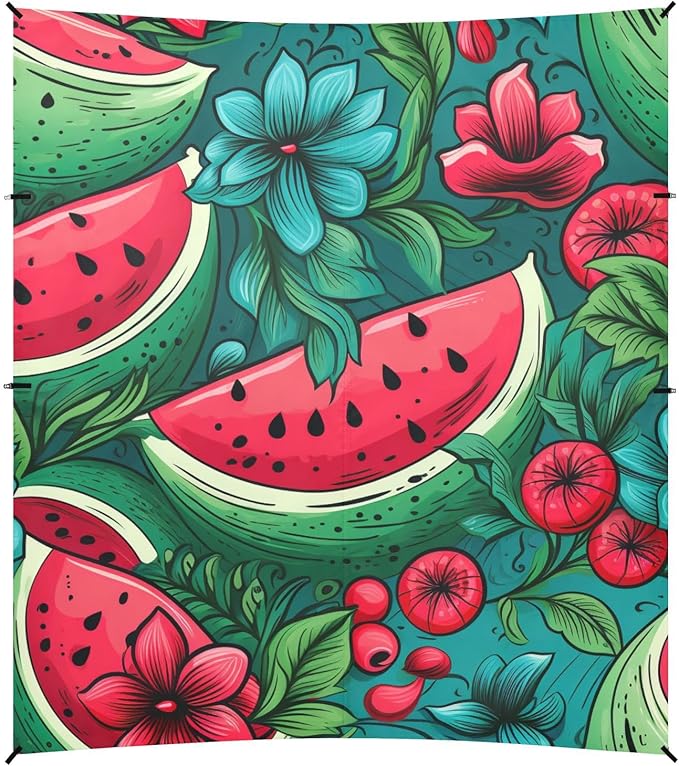 ALAZA Watermelon Hand Drawn Beach Tent Sun Shelter Portable Canopy Sunshade for Outdoor Camping Picnics Backyard Fun 10x9 ft