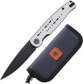 Petrified fish PFE07 Morse Pocket Knife3.31 154CM Black Stonewashed Blade 3oz G10 Handle Front Flipper Liner lock Folding knife (White Black Stonewashed)
