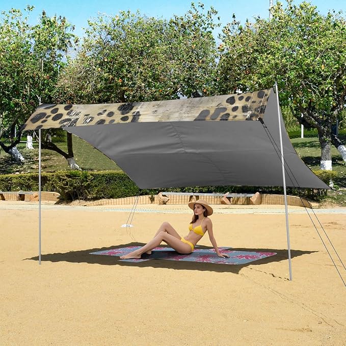ALAZA Highland Cattle Sunflower Retro Beach Tent Sun Shelter Portable Canopy Sunshade for Outdoor Camping Picnics Backyard Fun 10x9 ft