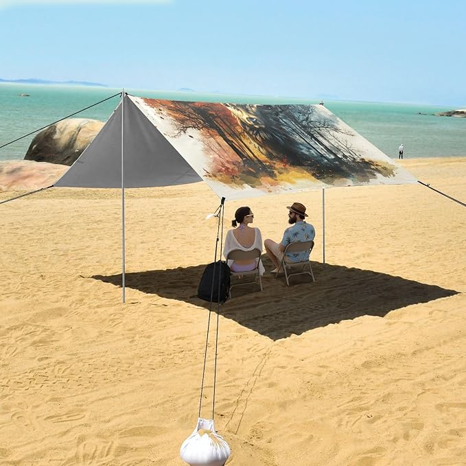 ALAZA Deer with Antlers Autumn Winter Beach Tent Sun Shelter Portable Canopy Sunshade for Outdoor Camping Picnics Backyard Fun 10x9 ft