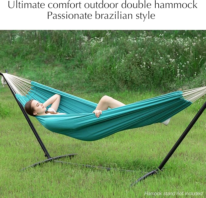 PNAEUT Double Hammocks for Outside Replacement Outdoor Tree Hammock for Indoor Patio Porch Garden (Aqua Medium)