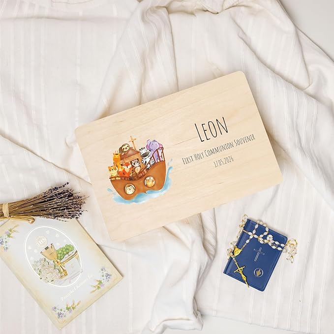 Creative Deco Personalized Wooden Storage Box Communion Cup Dove | 11.8 x 7.87 x 5.51 in (+-0.5) | Multiple Choice | Hinged Lid Handle Engraving | Unpainted Gift Box | UNSANDED Keepsake Souvenir Chest