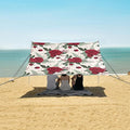 ALAZA Red Rose Fern Pattern Beach Tent Sun Shelter UPF50+ Protection Beach Shade Canopy w/ 4 Sandbags for Outdoor Camping Fishing Backyard Fun Picnic 10x9 ft
