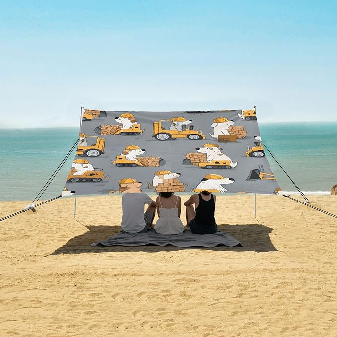 ALAZA Dog Truck Beach Tent Sun Shelter UPF50+ Protection Beach Shade Canopy w/ 4 Sandbags for Outdoor Camping Fishing Backyard Fun Picnic 10x9 ft
