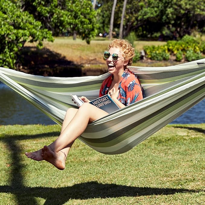 La Siesta® Large Double Brisa Classic Hammock &amp TreeMount Trees Beams Posts Suspension Kit - Indoor Outdoor Hammock Swing Weather Resistant Cedar