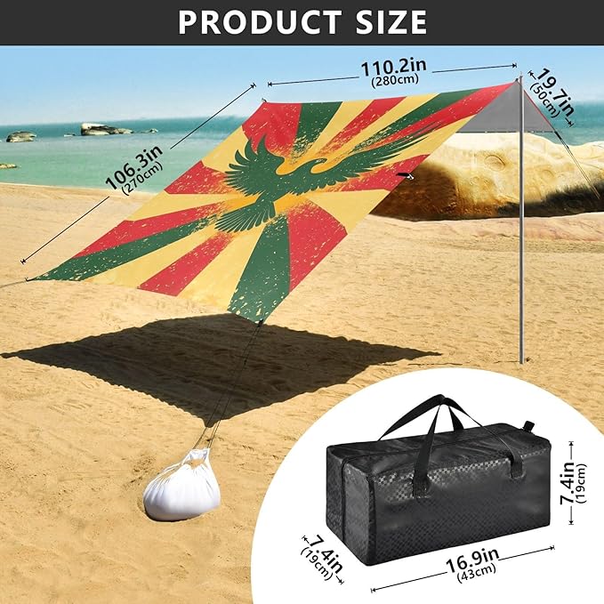 National Vietnam War Veterans Day Army Bird Stable Beach Tent UPF50 Water-Resistant Sun Shelter with Sand Pockets for Camping Trips Fishing Backyard Fun or Picnics