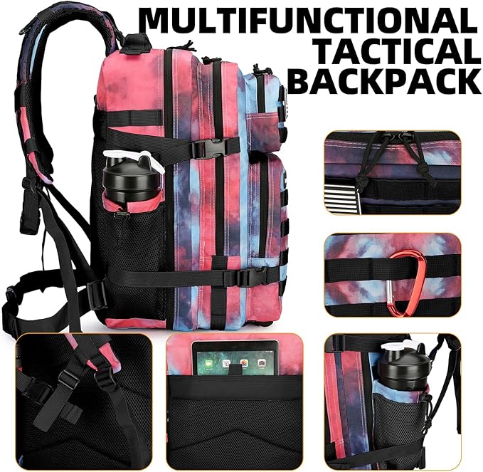 Lovelinks21 25L Tactical Backpack Military Tactical Backpack for Men and Women Small Assault Pack Outdoor Travel Hiking Camping Rucksack with Molle Webbing (Nebula Camo)