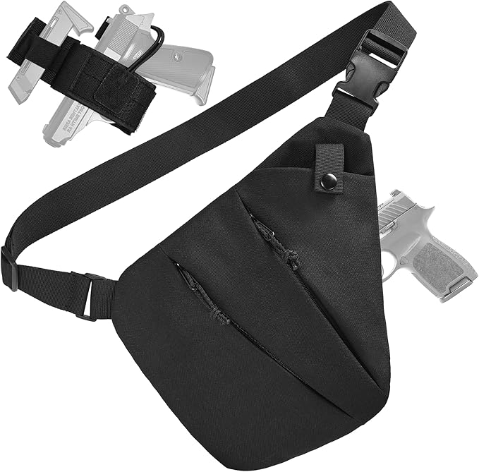 CCW Sling Bag for Concealed Carry Tactical Crossbody Sling Bag with Quick Access Compartment Low Profile Shoulder Chest Bag for Men &amp Women