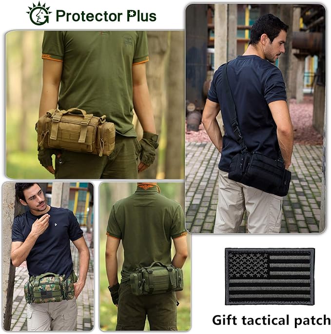 Protector Plus Tactical Fanny Pack Military Assault Waist Bag Hip Belt MOLLE Sling Army Lumbar Gear Pouch EDC Camera Handlebar Range Bags (Patch Included)
