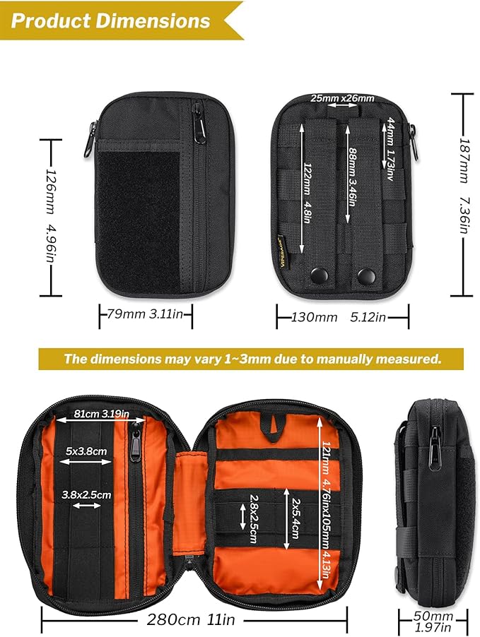 VIPERADE VE30 Molle Pouches Small EDC PouchCompact Belt Pouch for MenEDC Pouch Pocket Organiser with Patches AreaAdjustable Molle Backpack Pack Pocket for Camping Bush Craft/Hiking/Traveling