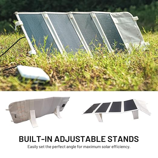 Litheli 24W Portable Solar Panel Charger Foldout Mini Solar Panel for Camping Hiking &amp Window Use IP54 Waterproof Dual USB-C/USB-A 5V/3A Foldable Solar Charger for Phone Camera &amp Power B