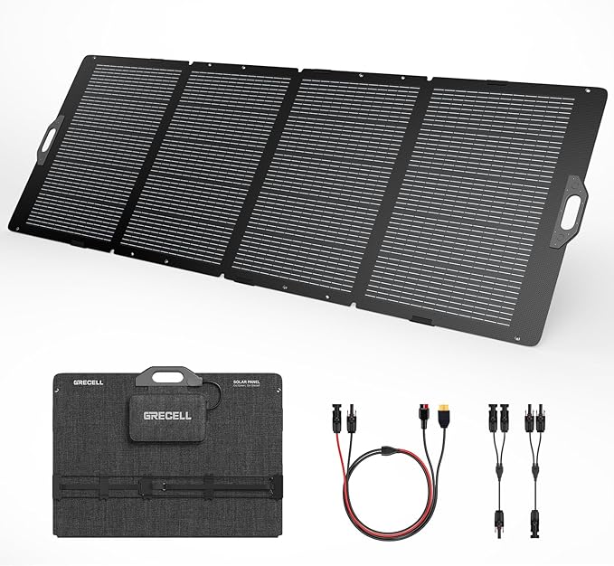 GRECELL 350W Portable Solar Panel for Power Station Generator Foldable Solar Panel 37.4V High-Efficiency Solar Charger 350W Power Backup with XT60/Anderson Output for Outdoor Van Camper Off-Grid