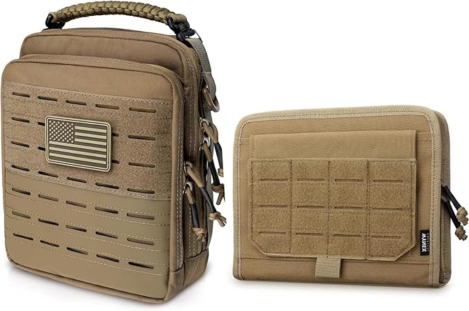 WYNEX Tactical Molle Admin Pouch with Folding Admin Pouch Utility EDC Pouch Organizer Modular Tool Pouch of Double Layer with Molle Tool Bag of Laser-Cut Design Utility Organizer EDC Medical Bag