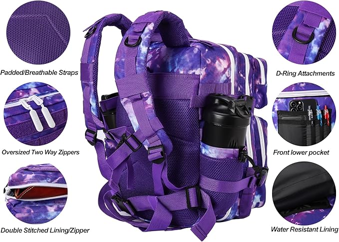 LHI Tactical Military Backpack for Men and Women 25L/35L Army Assault Pack Bag Small Rucksack with Bottle Holder
