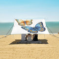 ALAZA Blue &amp Golden Butterflies Beach Tent Sun Shelter UPF50+ Protection Beach Shade Canopy w/ 4 Sandbags for Outdoor Camping Fishing Backyard Fun Picnic 10x9 ft