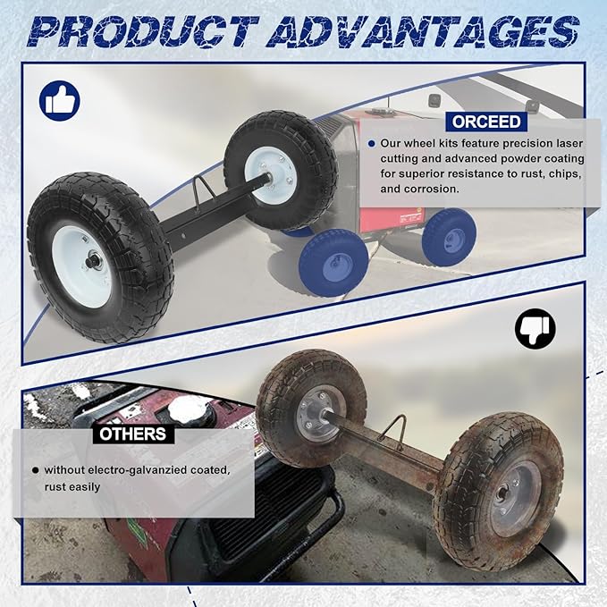White All Terrain Wheel Kit Fit for Honda Generator EU3000is Solid Tires OE 06423-ZS9-020AH 06423ZS9020AH