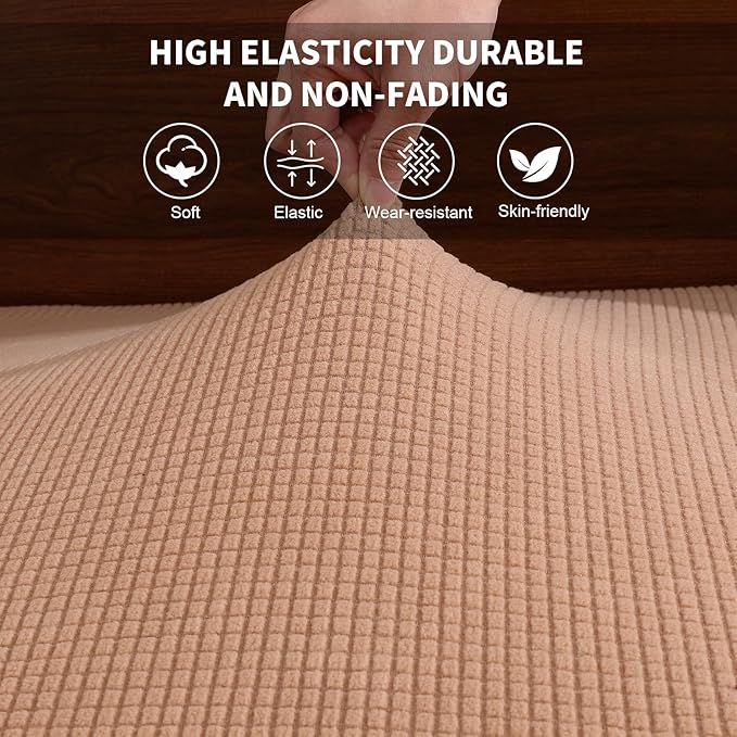 KRFOONN RV Dinette Cushion Covers Stretch Camper Cushions Cover Replacement Couch Cushion Slipcovers Washable Loveseat Slipcovers for Travel Trailer Couch (2 Backrest Cover &amp 2 Bench Cover Brown)