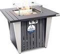 SereneLife Propane Fire Pit Table 50000 BTU with Sturdy Metal Frame Stainless Steel Fire Pan Decorative Glass Rocks Weather Cover CSA Certified for Patio Backyard or Garden Use